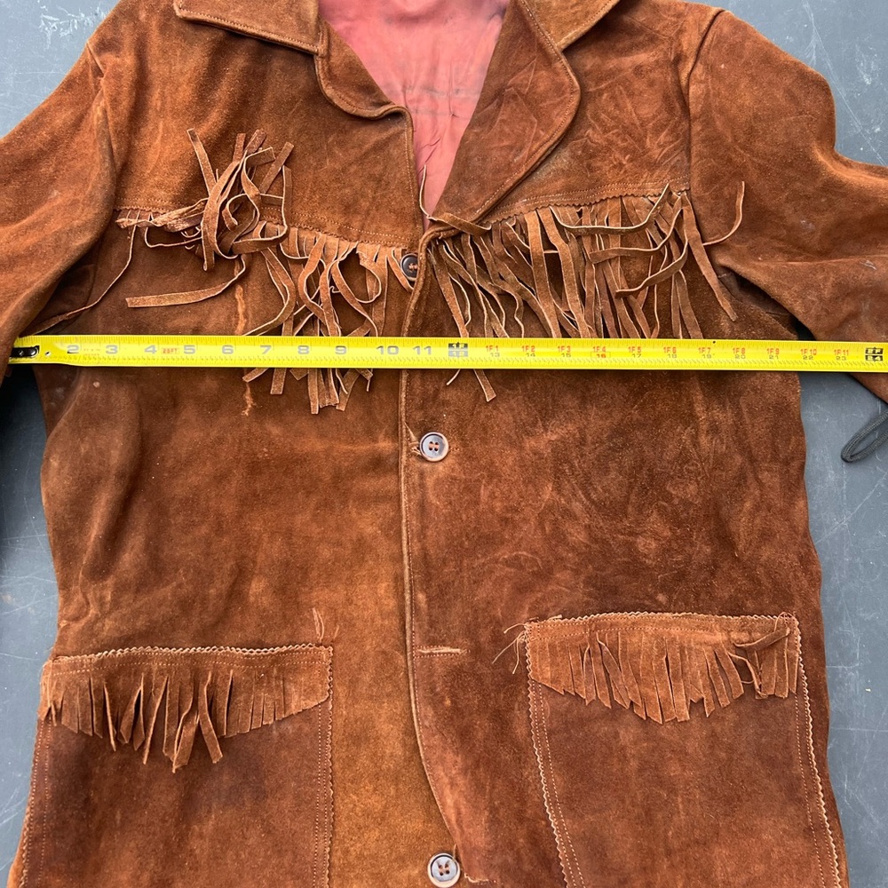 Women's Brown Suede Fringe Leather Jacket - Picture 3 of 9